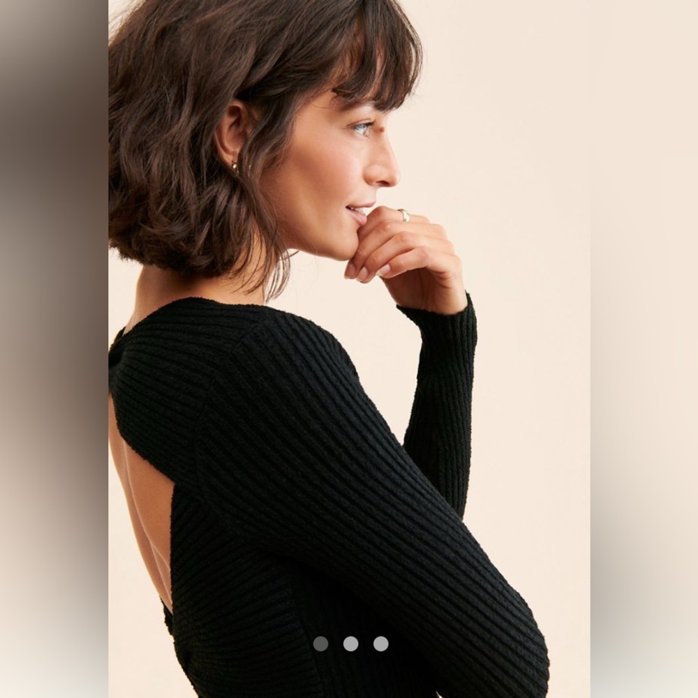 ASTR Brown Knit Twist Open Back Bodycon Ribbed Sweater Size L